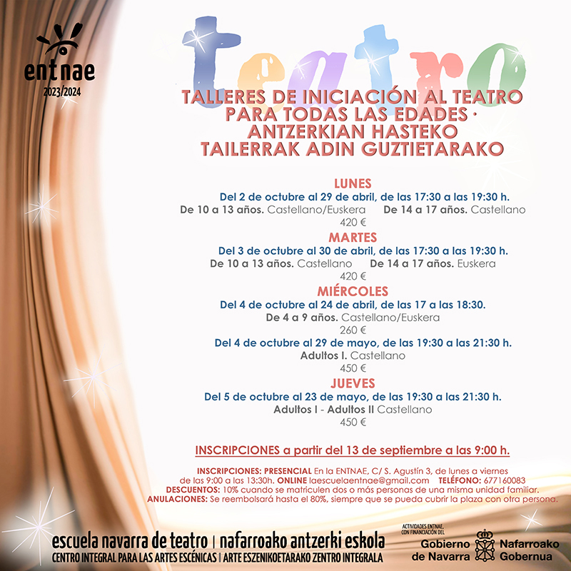 Talleres de iniciación al teatro 2023/24