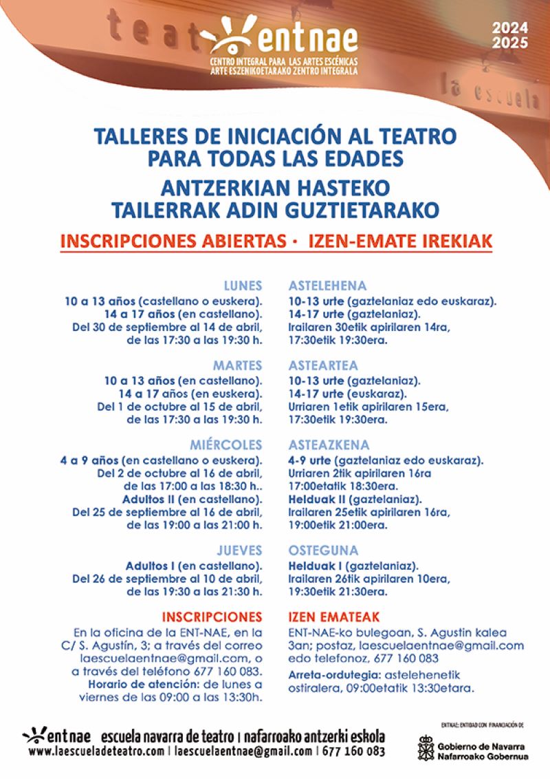 TALLERES DE INICIACIÓN AL TEATRO 2024-2025